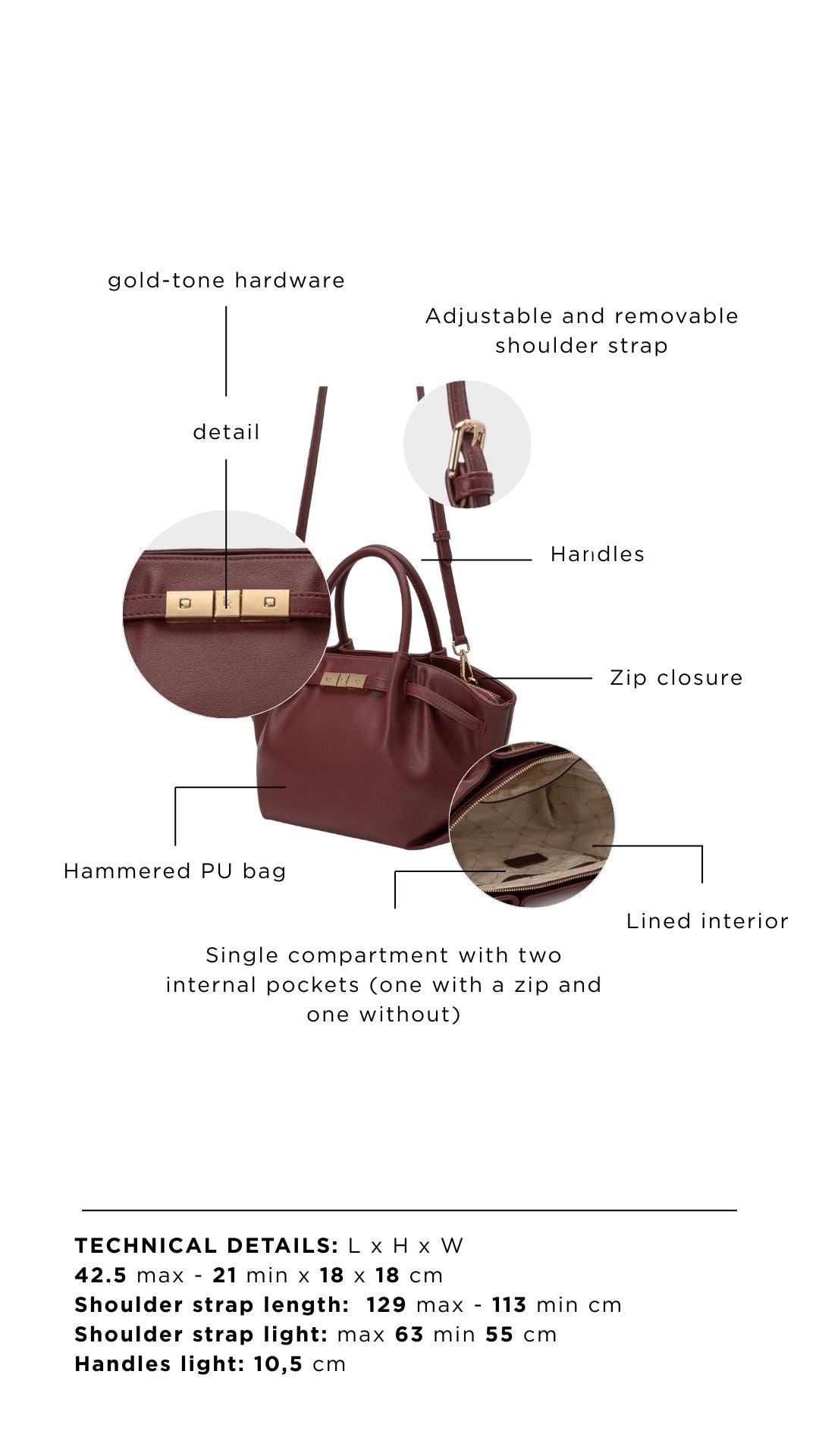 Borsa a mano NEW BRIELLE SMALL - BURGUNDY