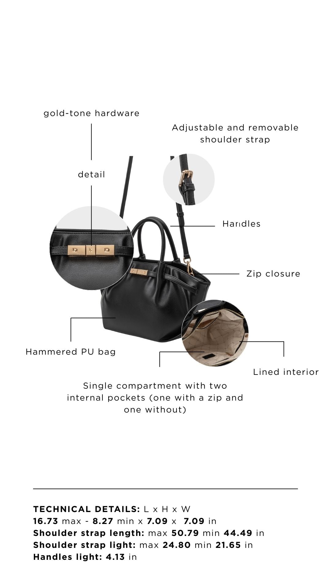 Borsa a mano NEW BRIELLE SMALL - BLACK GOLD