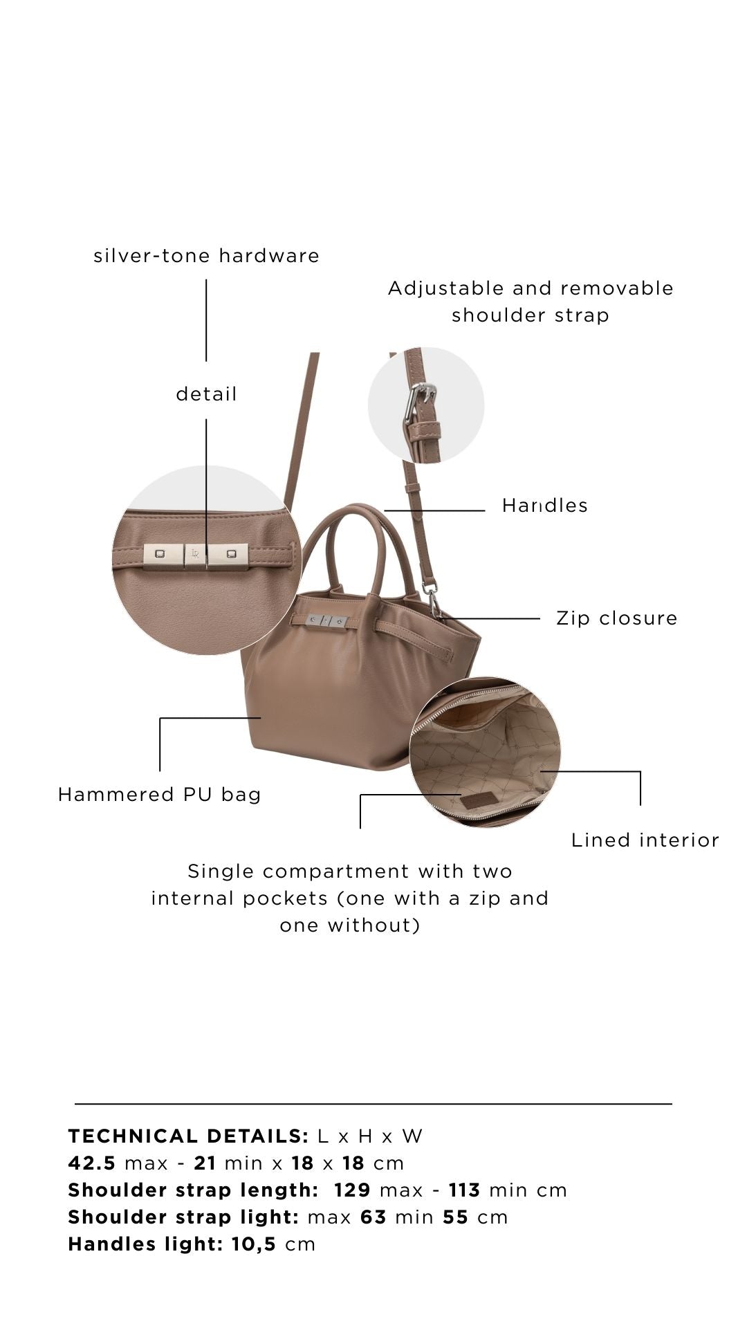 Borsa a mano NEW BRIELLE SMALL - TAUPE