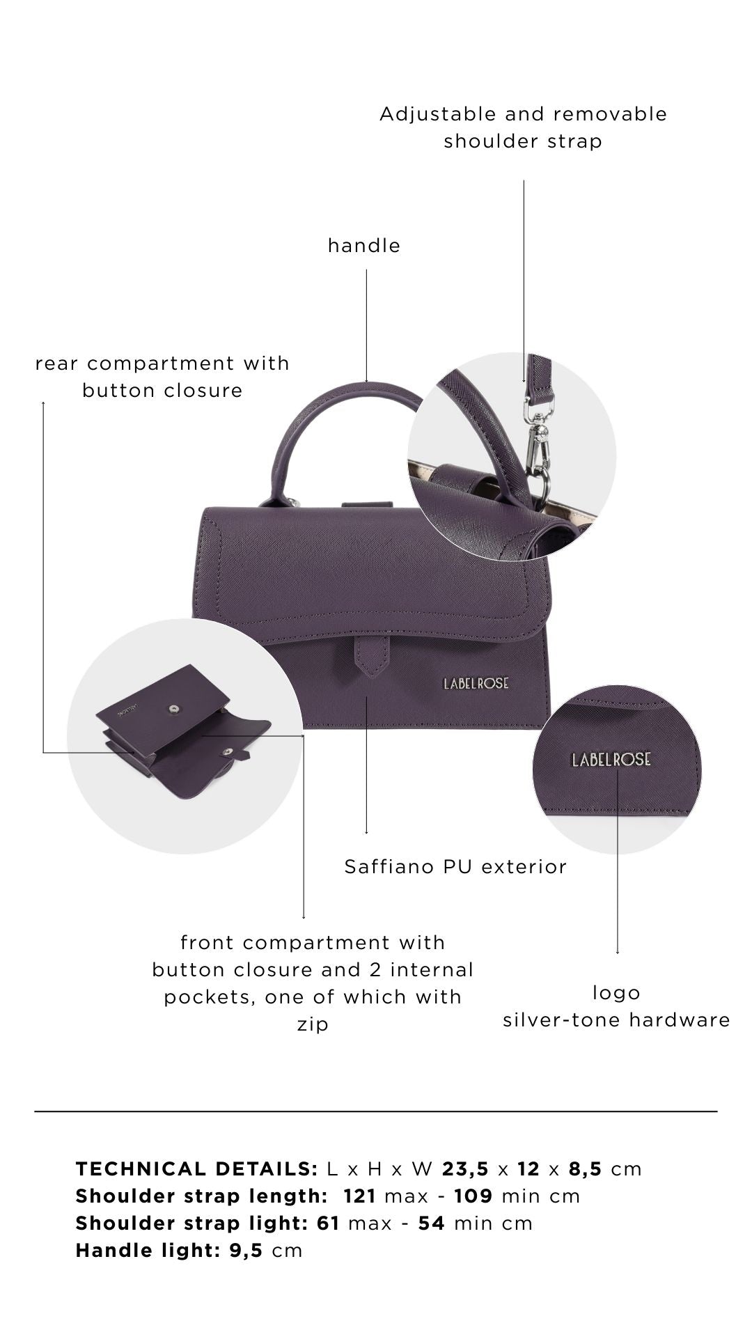 Borsa a mano PAIGE SAFFIANO - DUSTY PERIWINKLE