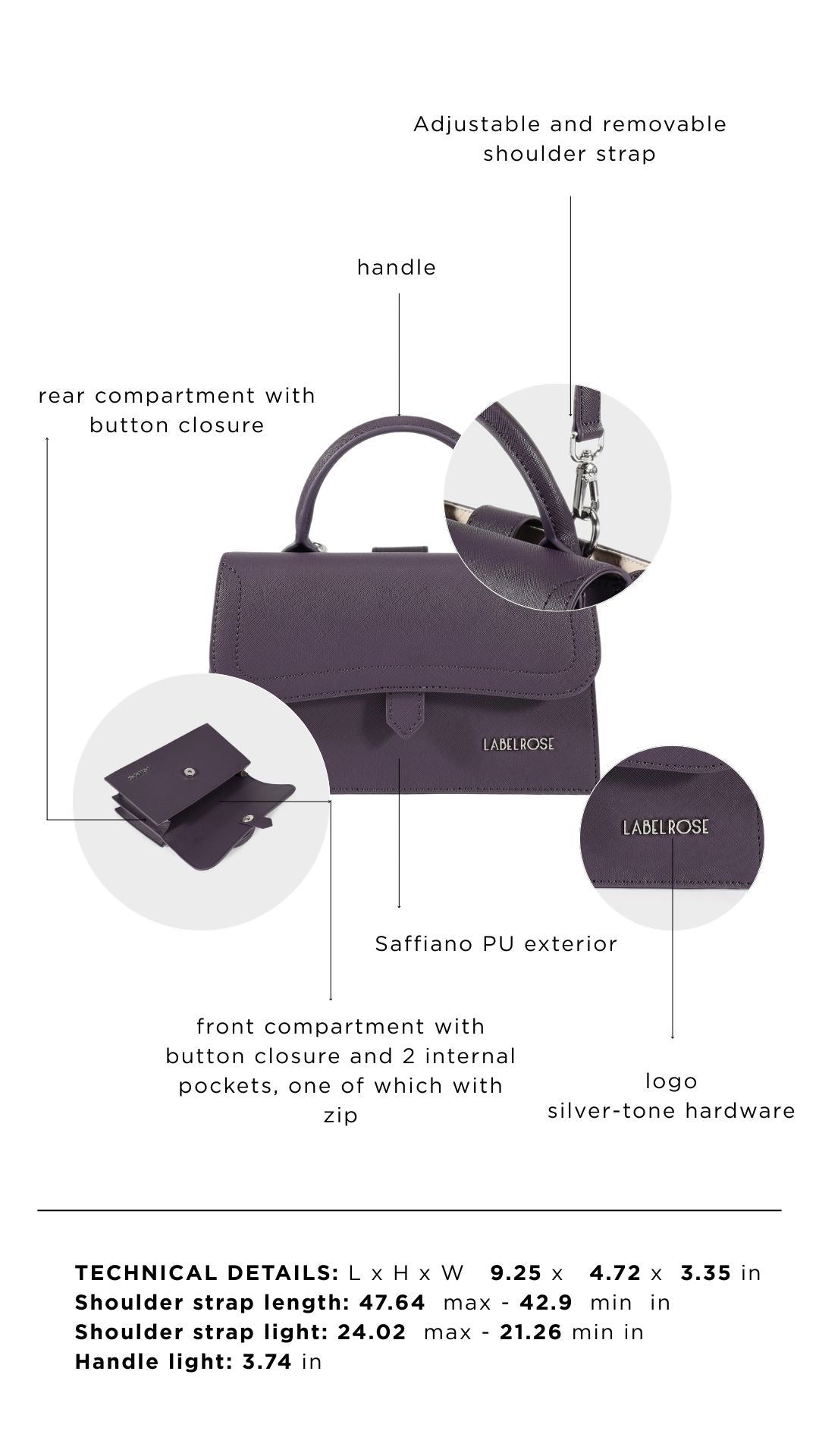 Borsa a mano PAIGE SAFFIANO - DUSTY PERIWINKLE