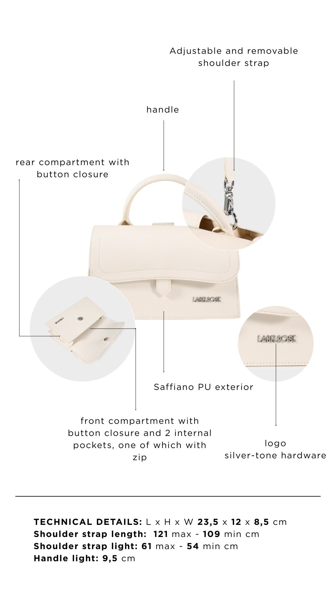 Borsa a mano PAIGE SAFFIANO - COTTON