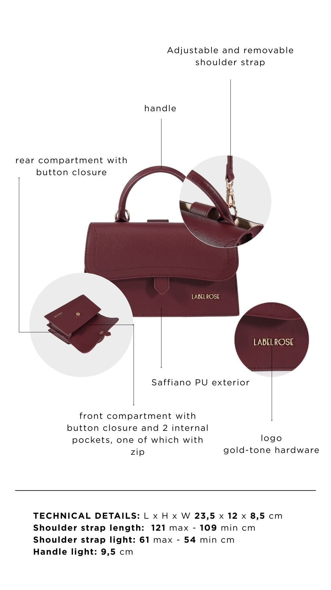 Borsa a mano PAIGE SAFFIANO - VELVET COCOA