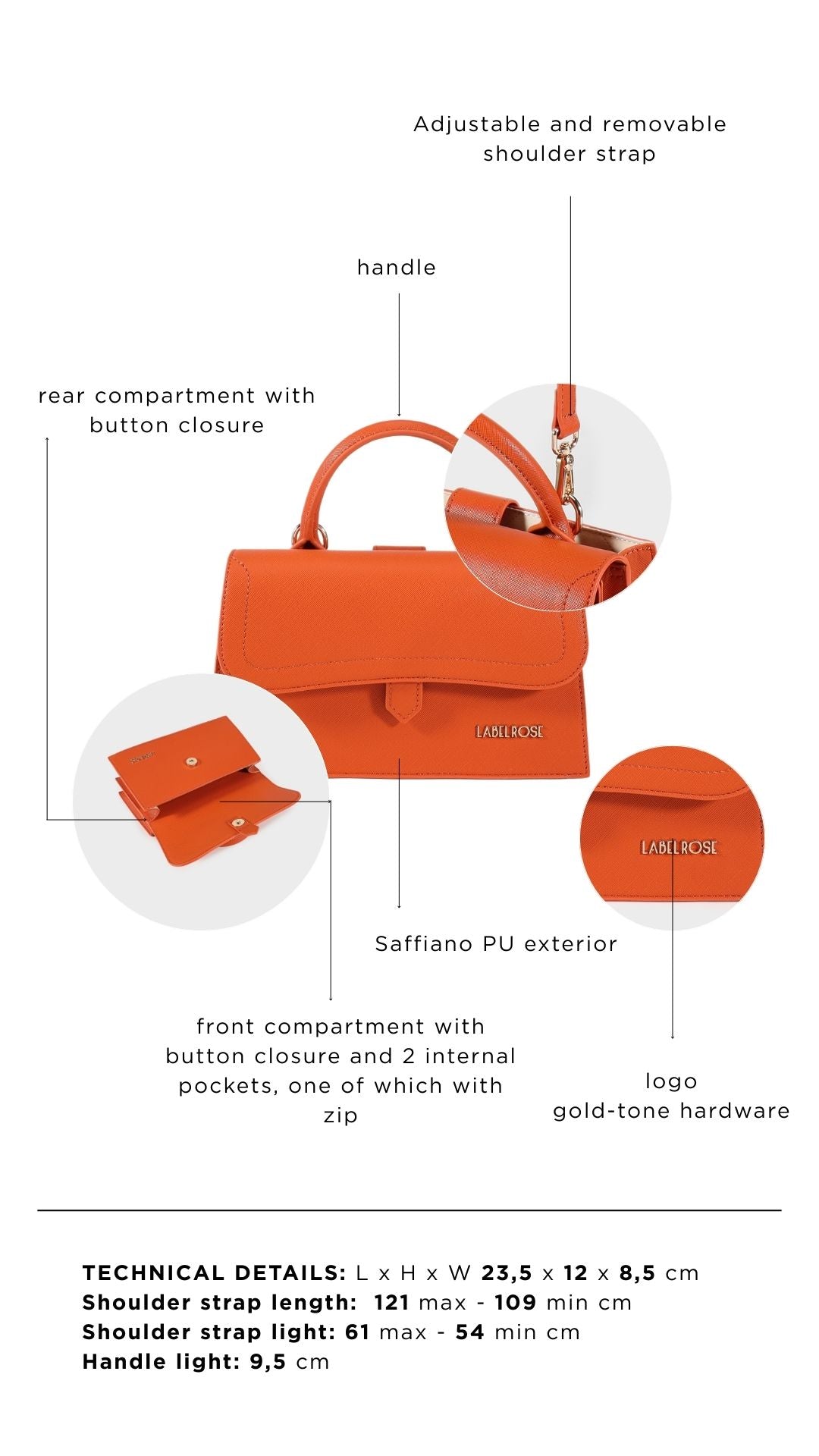 Borsa a mano PAIGE SAFFIANO - PUMPINK SPICE