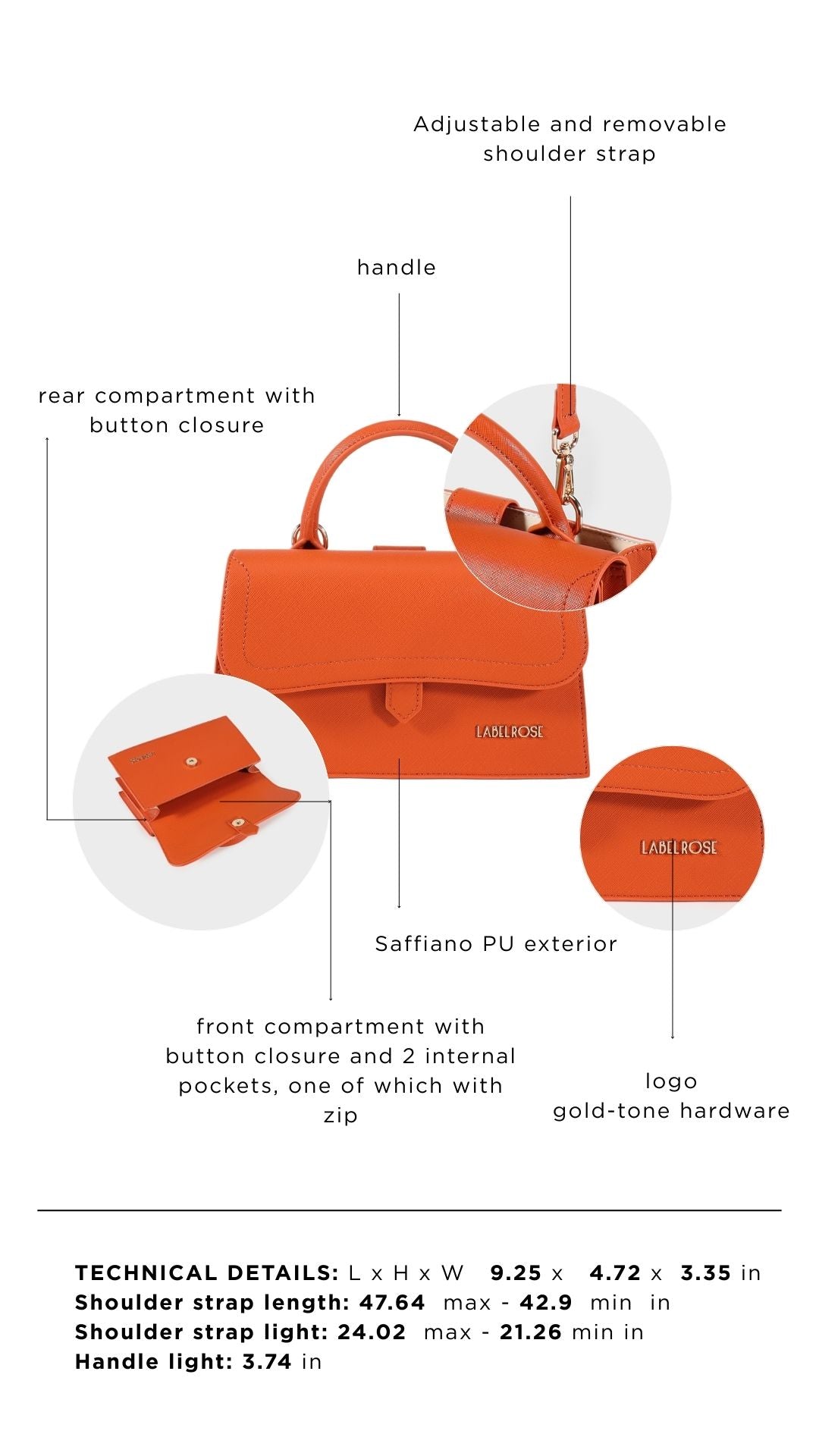 Borsa a mano PAIGE SAFFIANO - PUMPINK SPICE