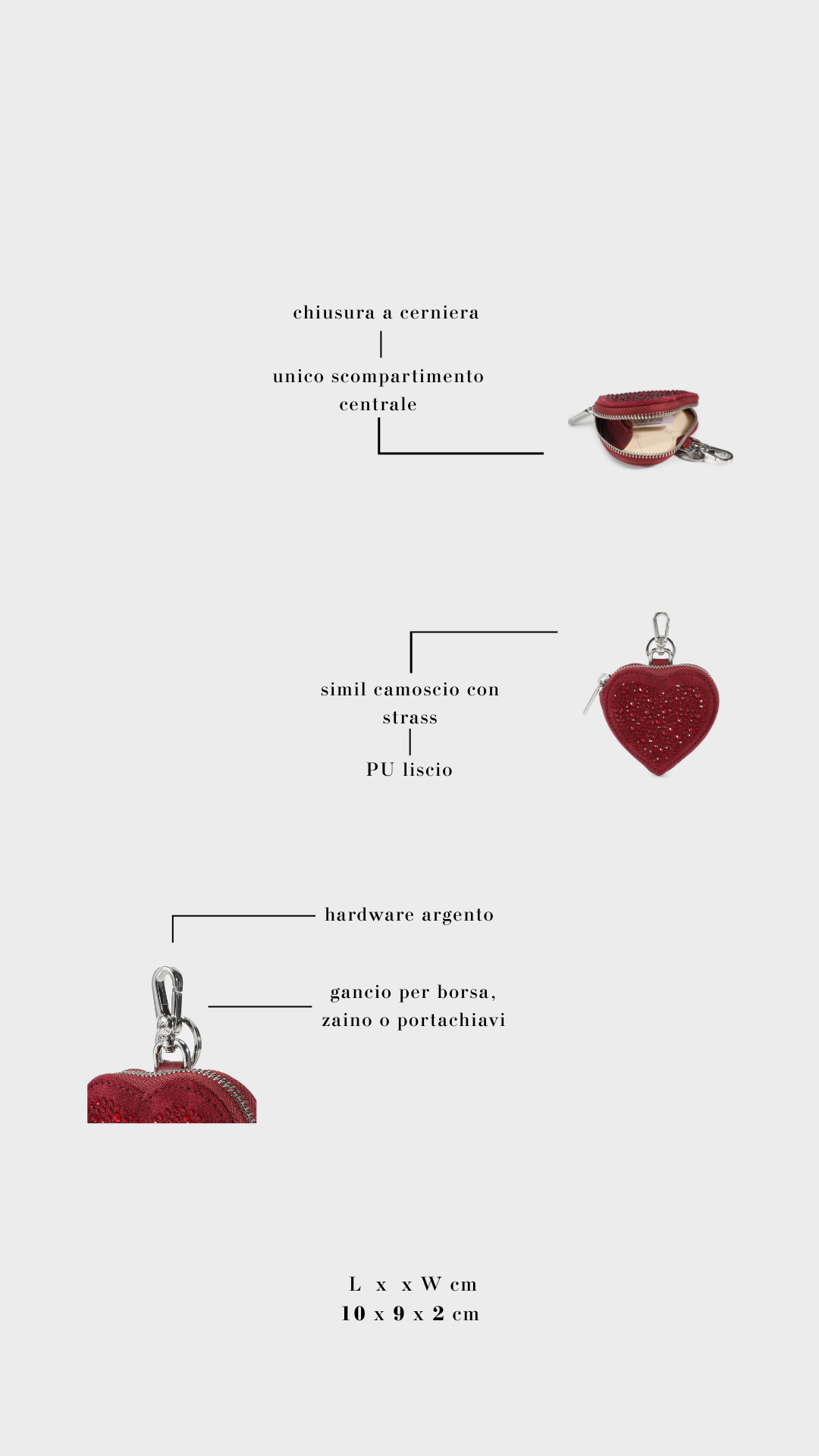 Portamonete  PARIS HEART WALLET STRASS IN LOVE  -  SILVER