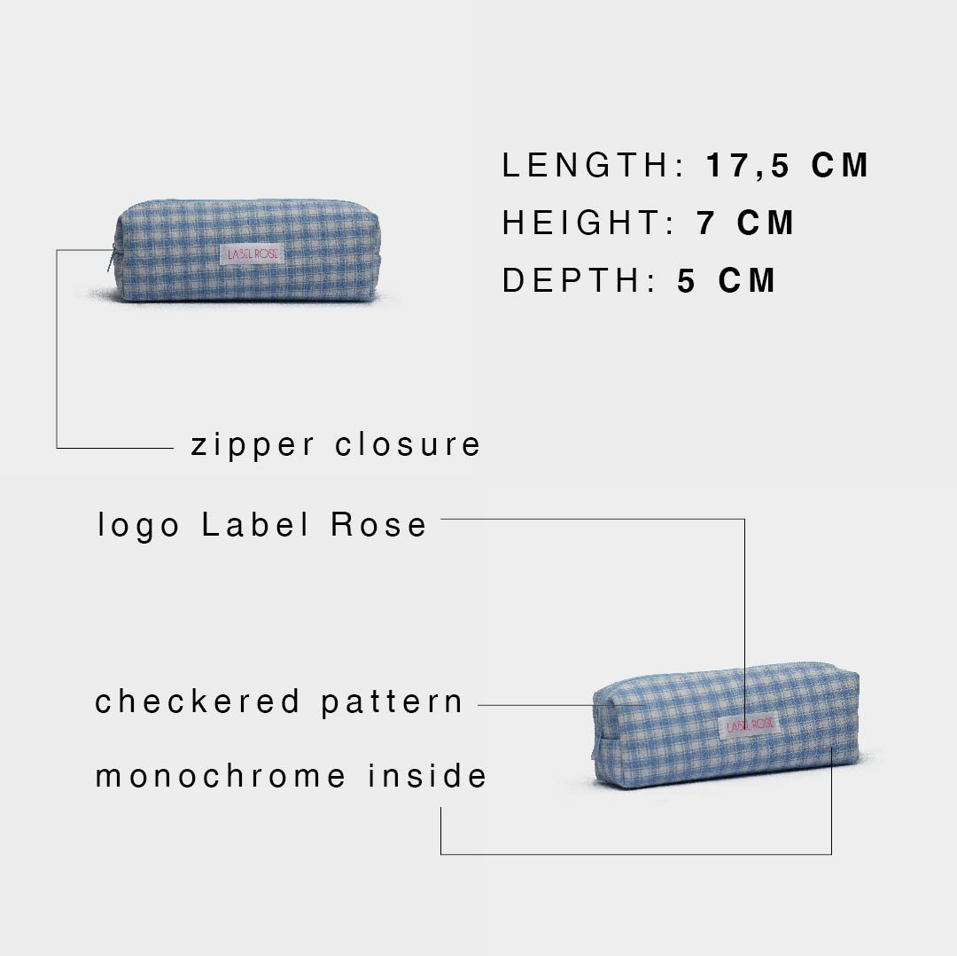 Checkered pencil case - LIGHT BLUE