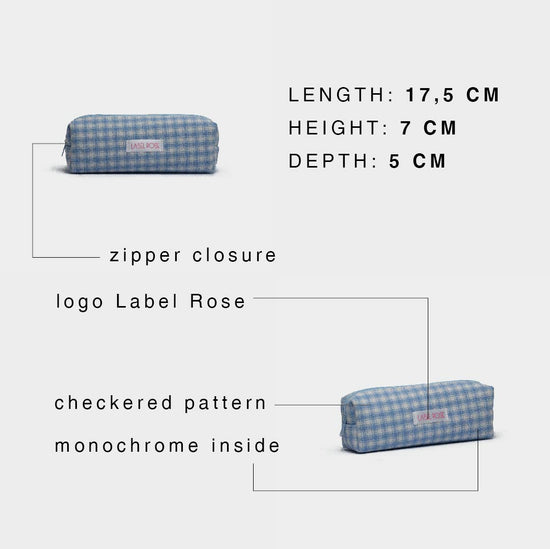 Checkered pencil case - LIGHT BLUE