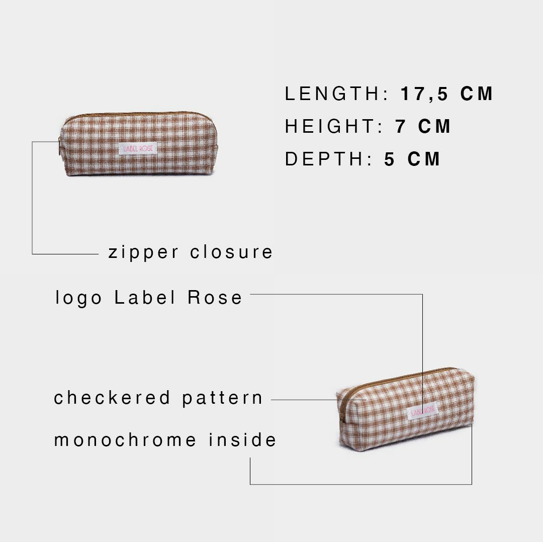 Checkered pencil case - BEIGE