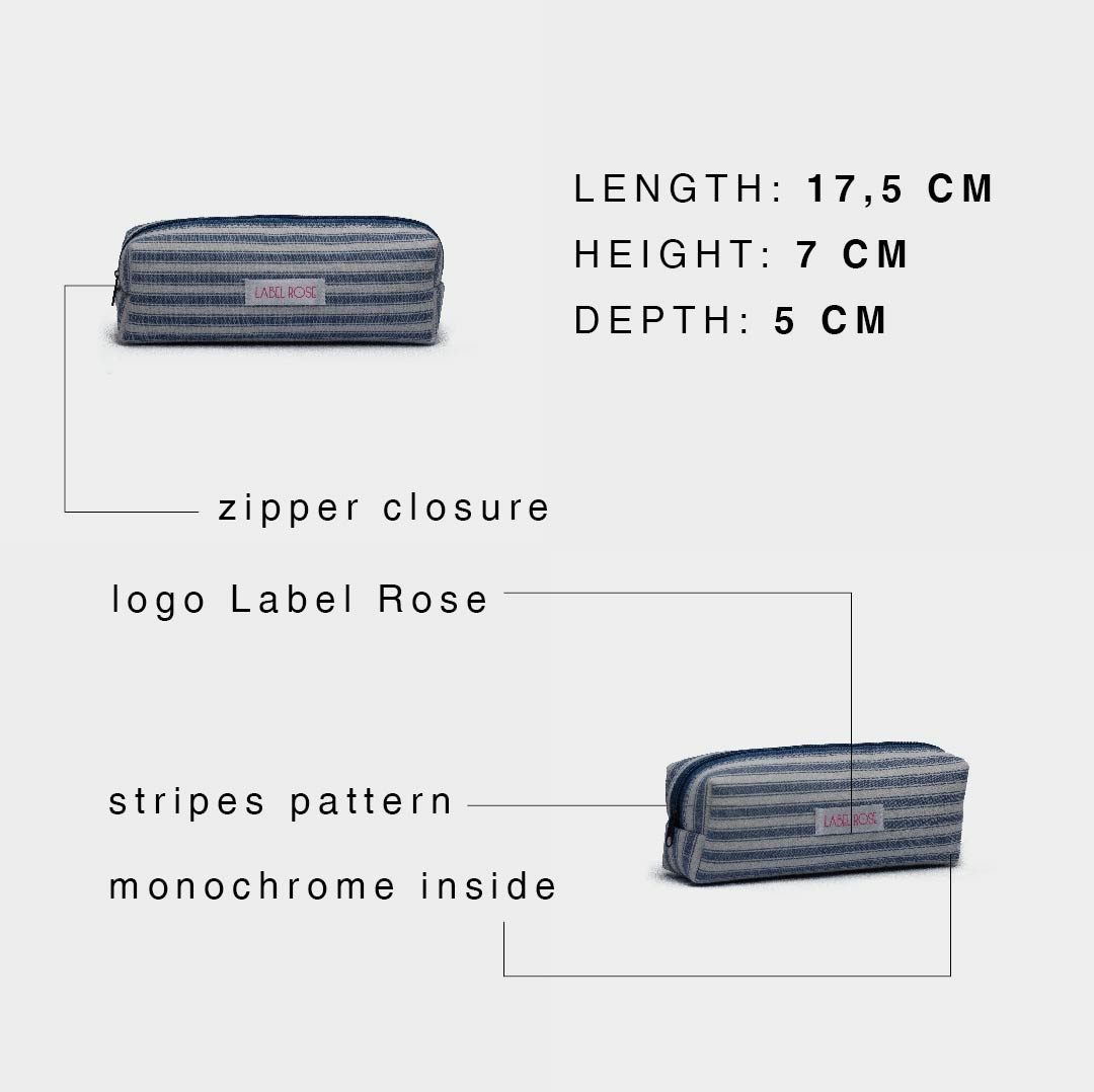 Striped pencil case - BLUE