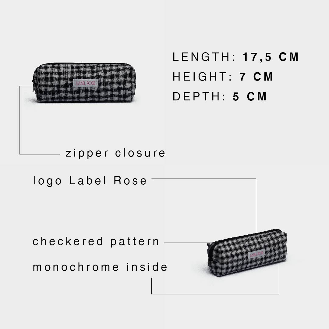 Checkered pencil case - BLACK