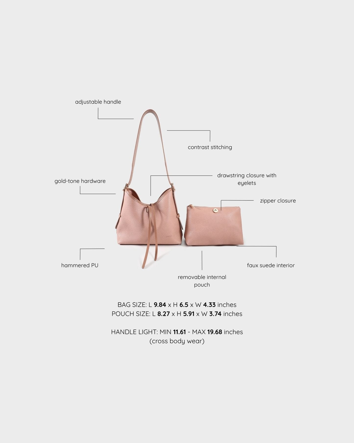 Borsa a spalla BROOKE - PINK