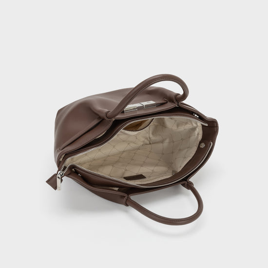Borsa a mano BRIELLE SMALL - DARK BROWN SILVER