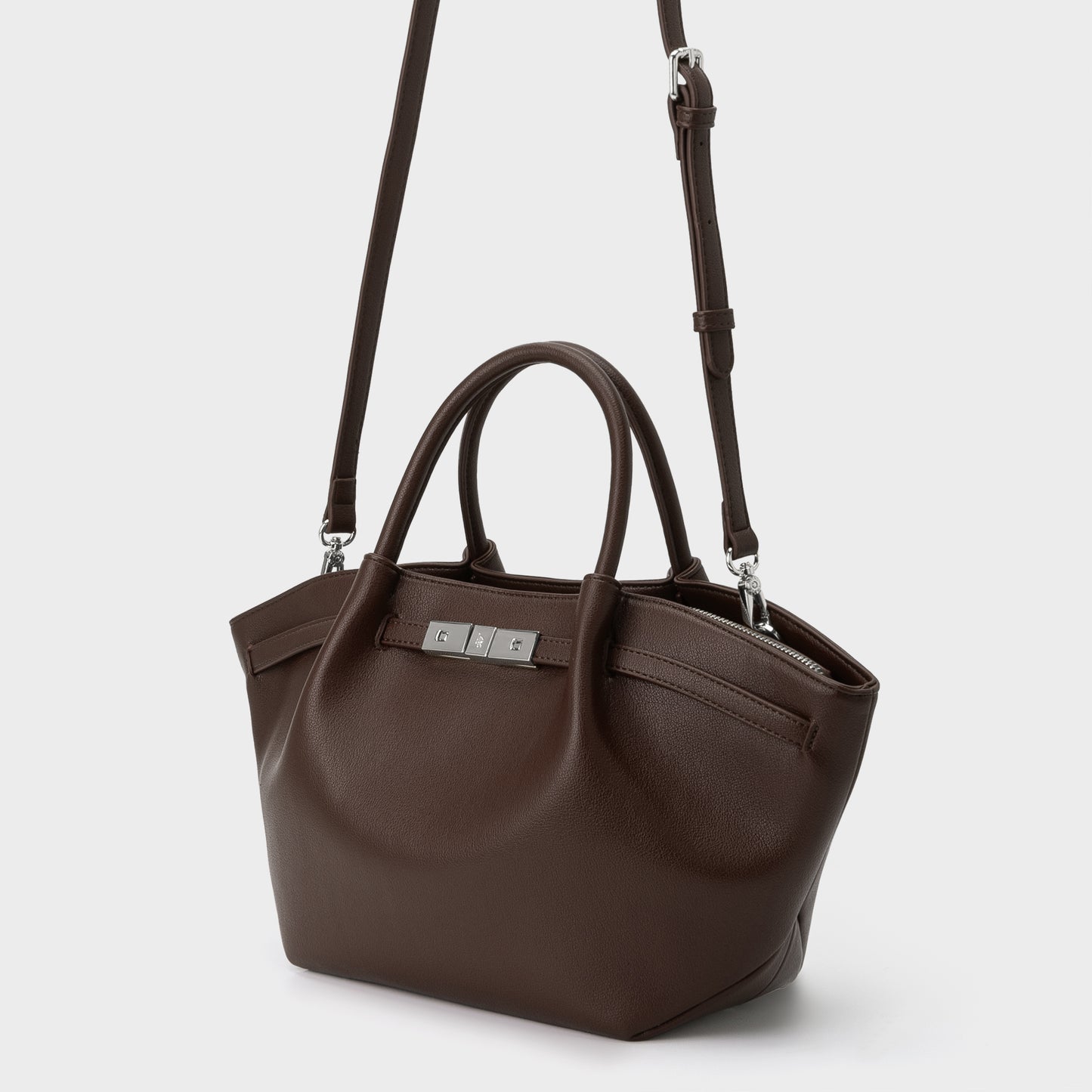 Borsa a mano BRIELLE SMALL - DARK BROWN SILVER