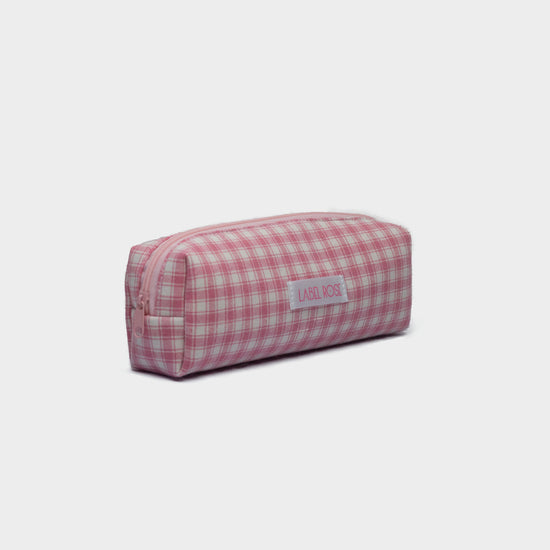 Checkered pencil case - PINK