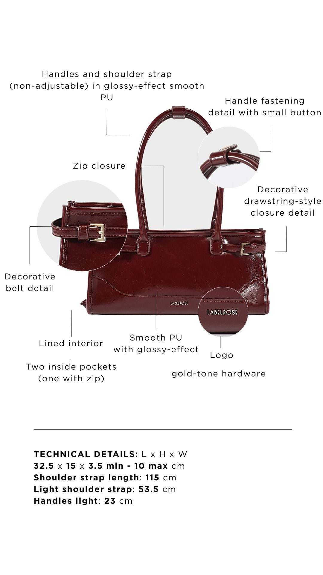 Borsa a spalla SABOT GLACE - BURGUNDY