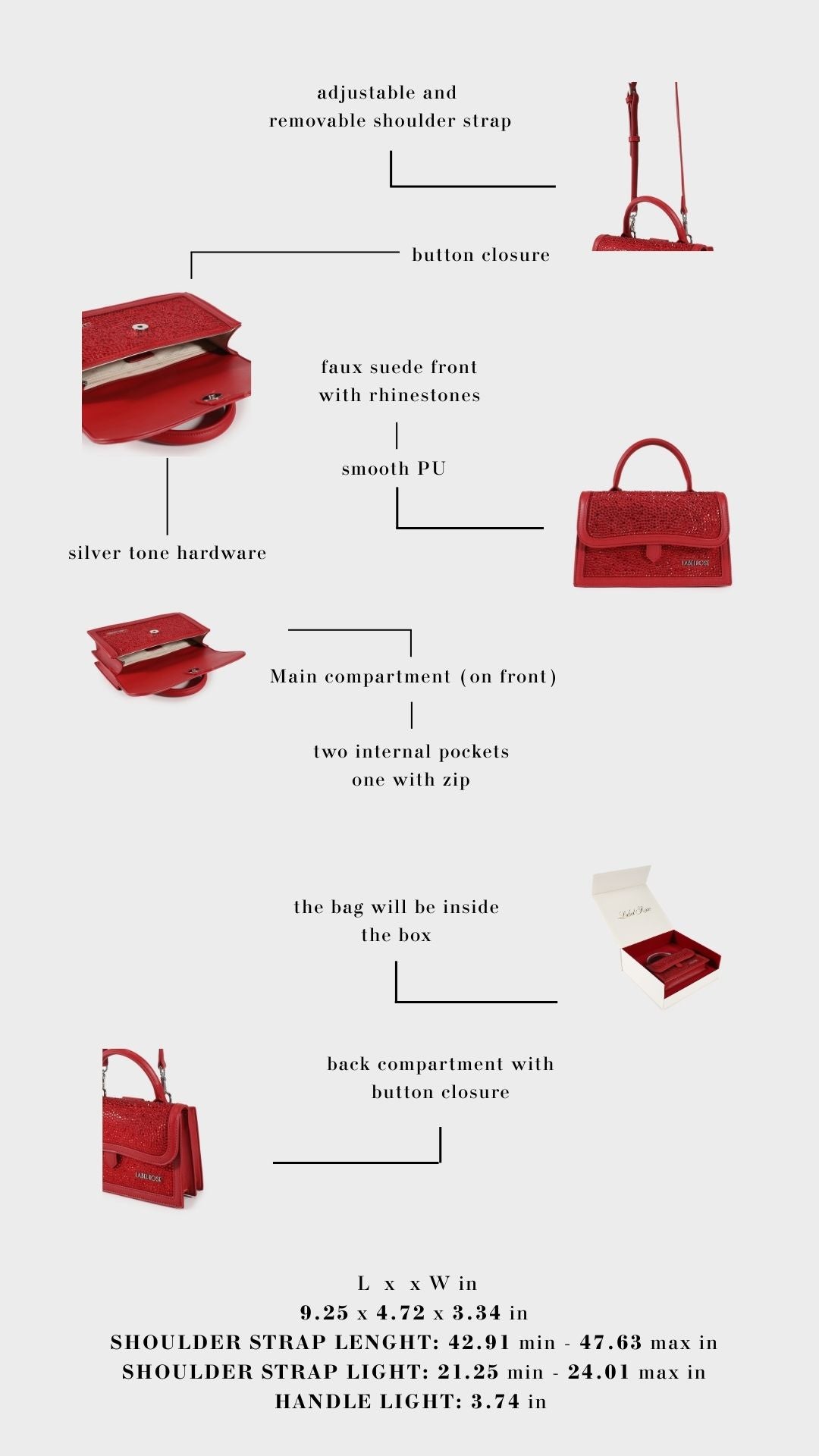 Borsa a mano PAIGE STRASS IN LOVE - SILVER