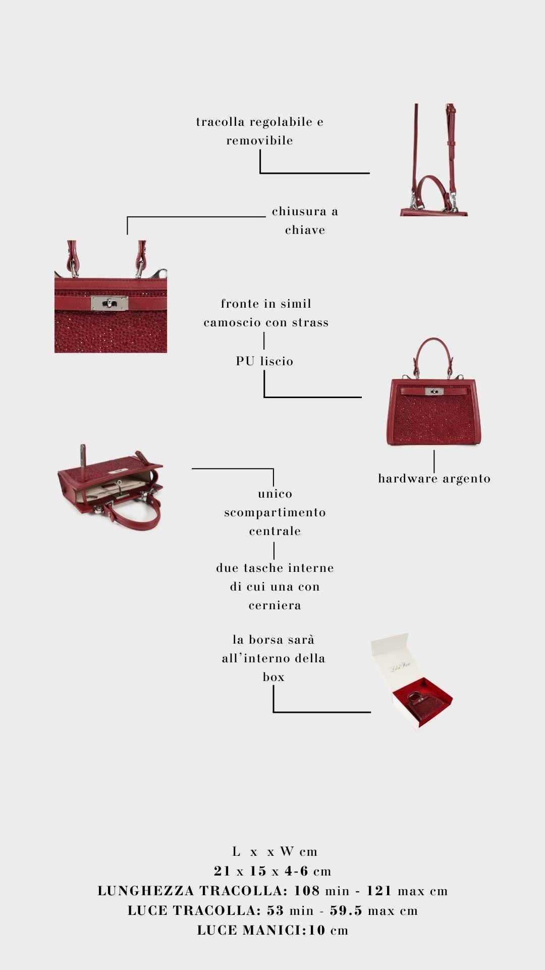 Borsa a mano PARIS MINI STRASS IN LOVE  - SILVER