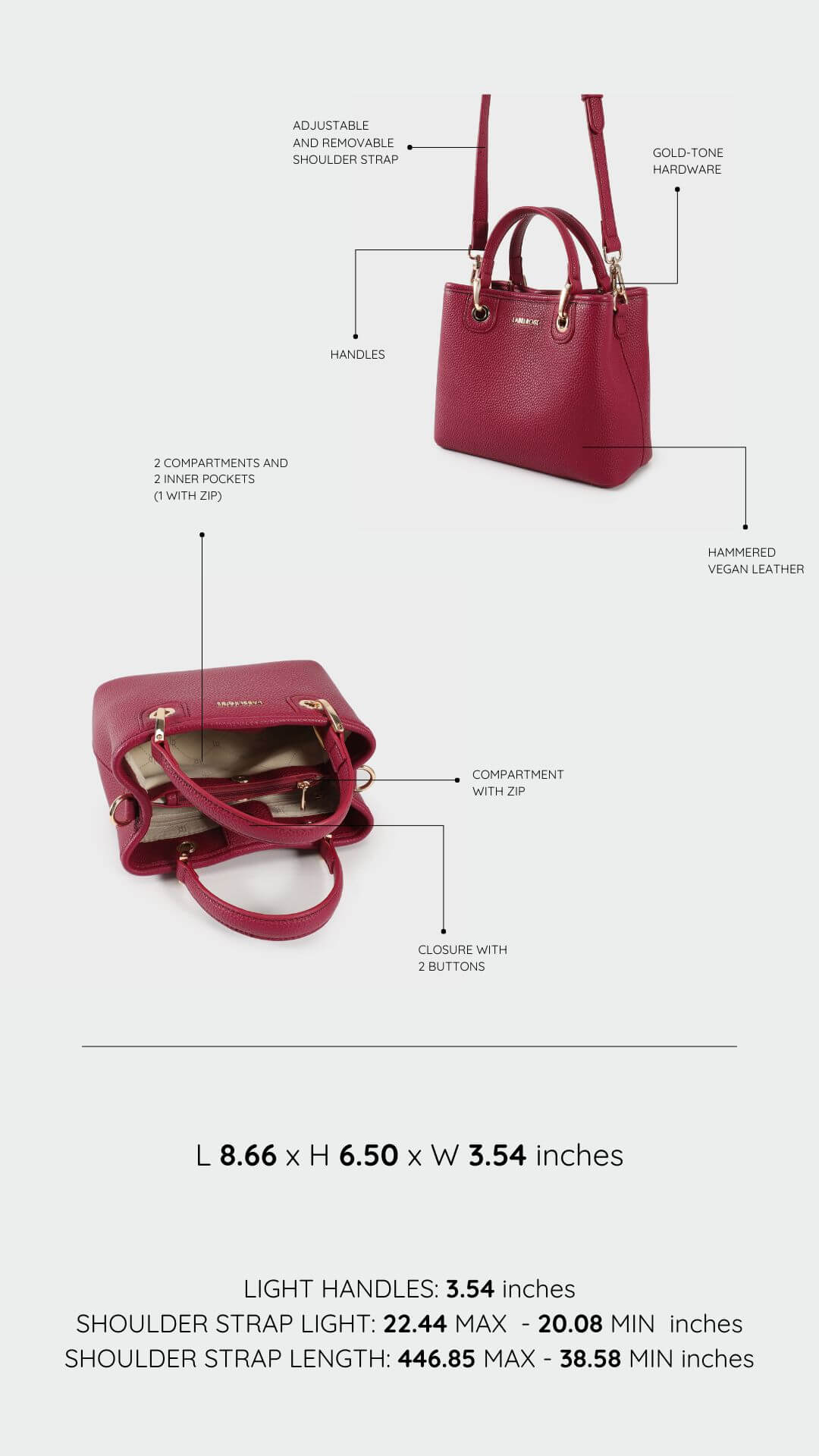 Borsa a mano MARGOT SMALL - WILD BERRY