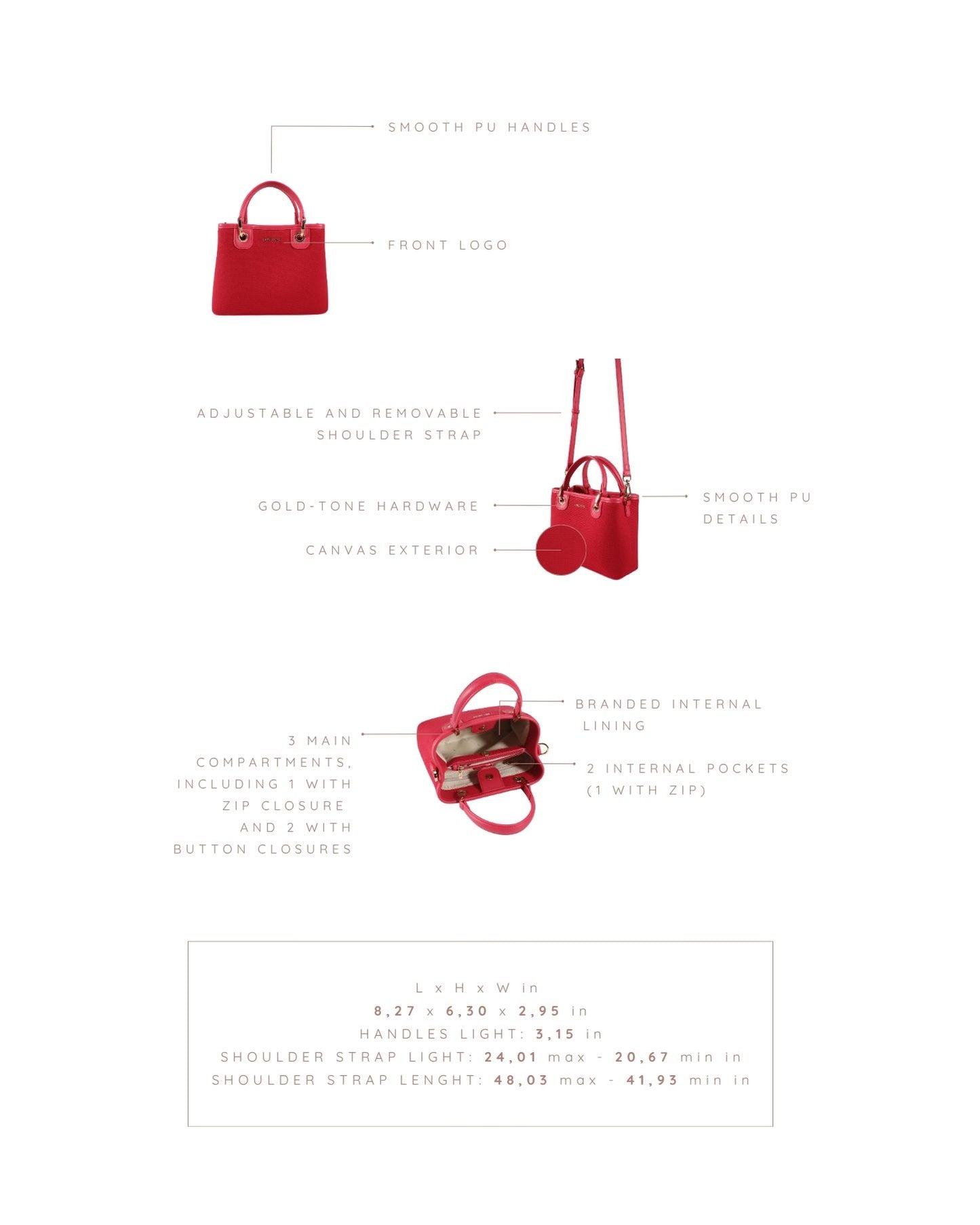 Borsa a mano MARGOT SMALL CANVAS LE - MAGENTA