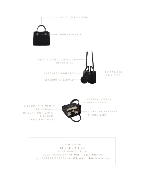 Bolso de mano MARGOT SMALL CANVAS LE - BLACK SILVER