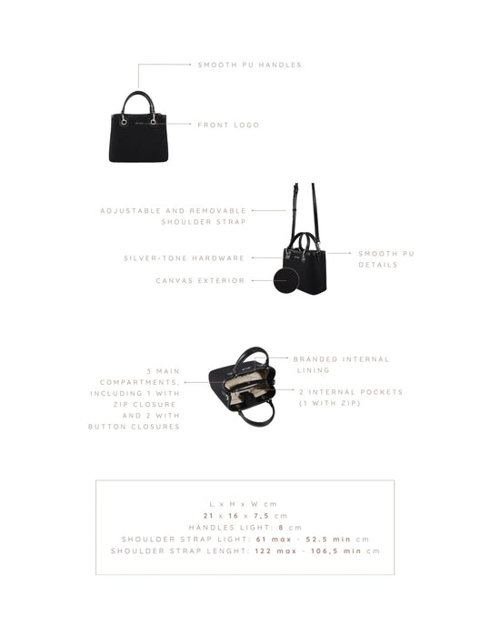 Bolso de mano MARGOT SMALL CANVAS LE - BLACK SILVER