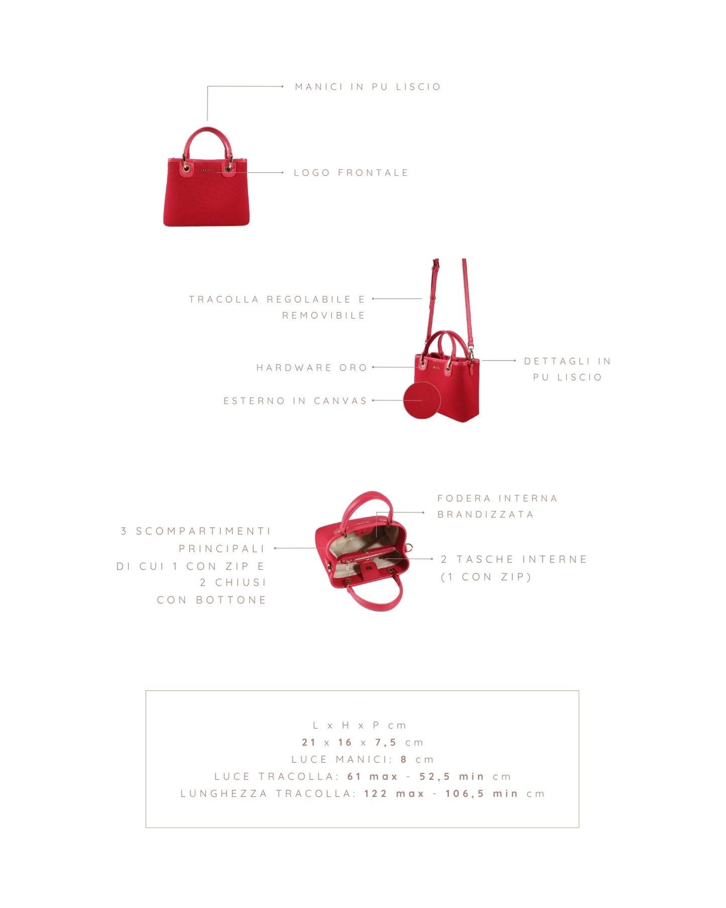 Borsa a mano MARGOT SMALL CANVAS LE - MAGENTA