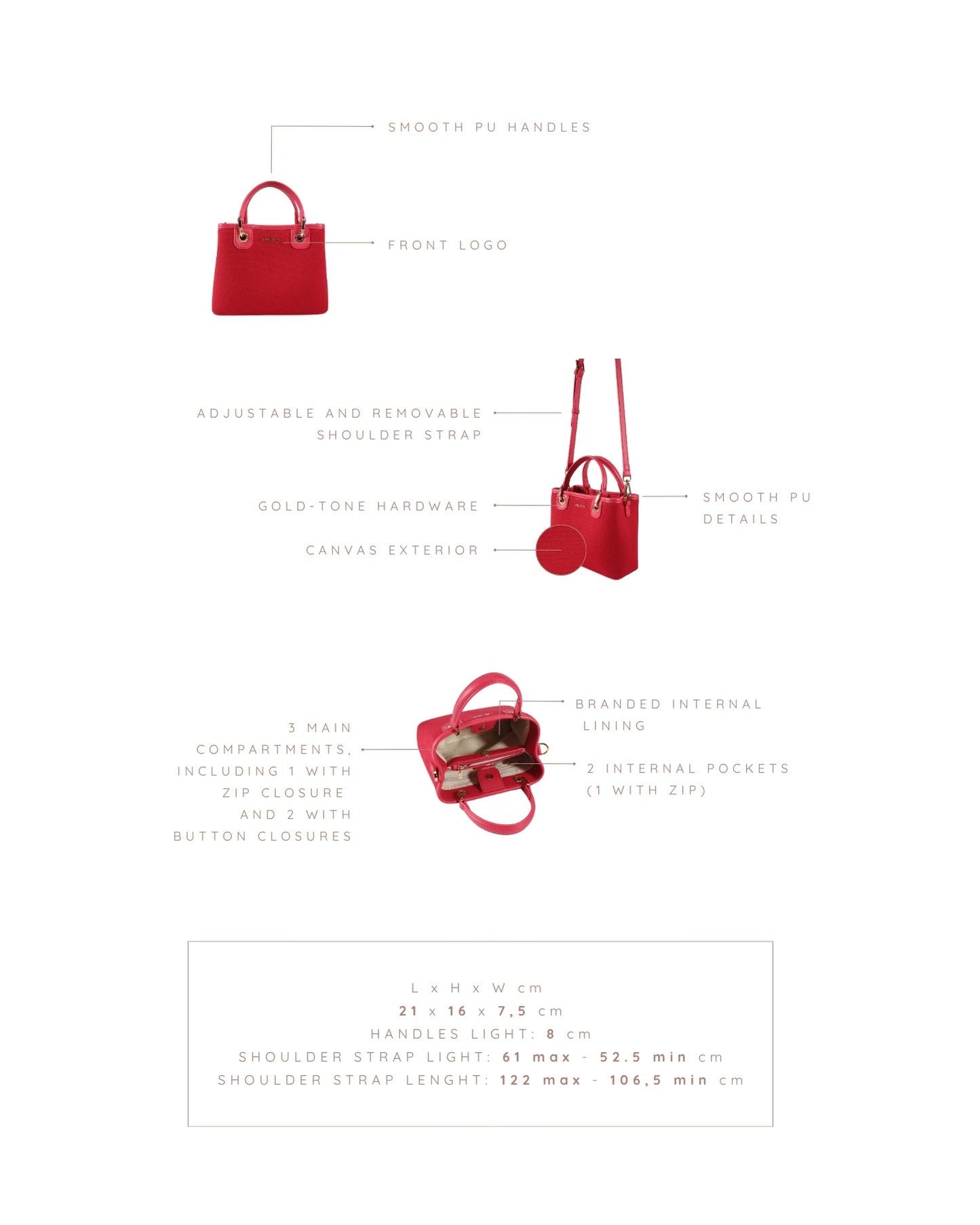 Borsa a mano MARGOT SMALL CANVAS LE - MAGENTA