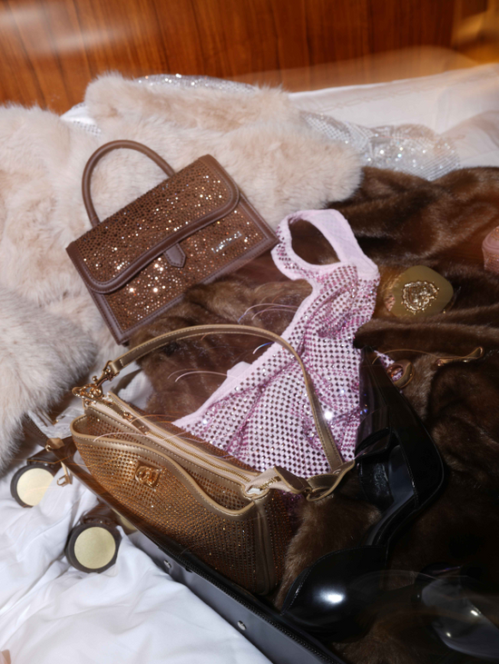 Borsa a mano PAIGE STRASS - BROWN