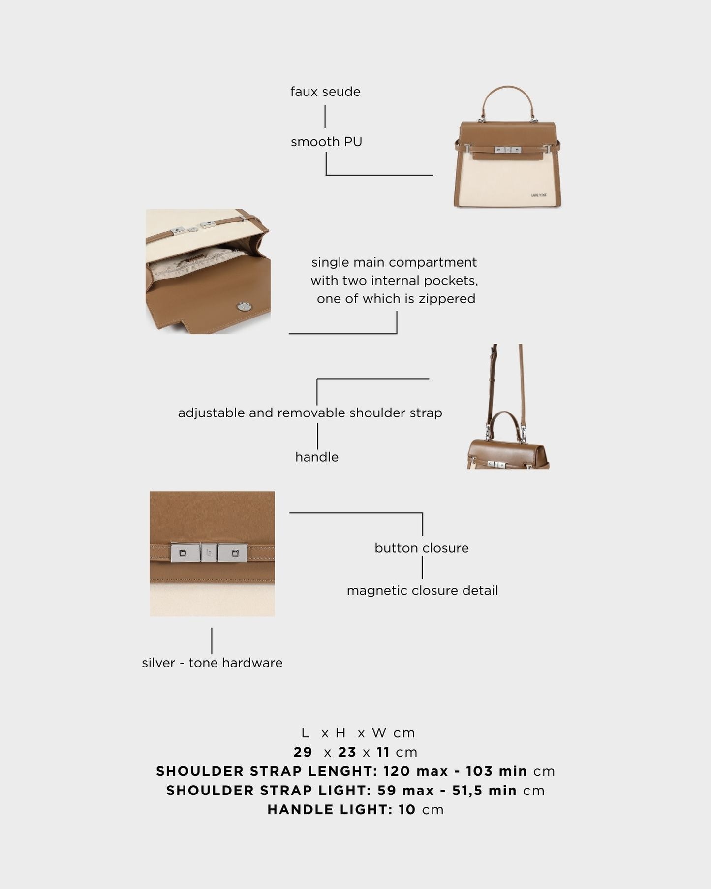 Borsa a mano GRACE SUEDE BIG - TAUPE