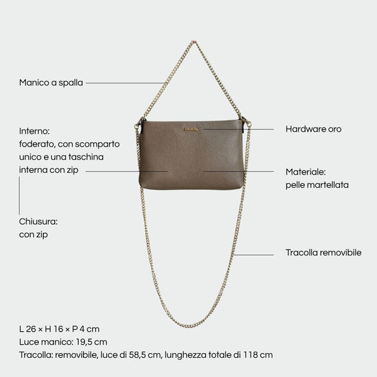 ANNIE genuine leather clutch - TAUPE