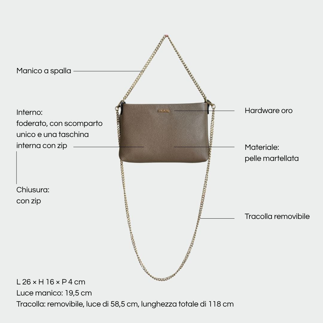 ANNIE genuine leather clutch - TAUPE