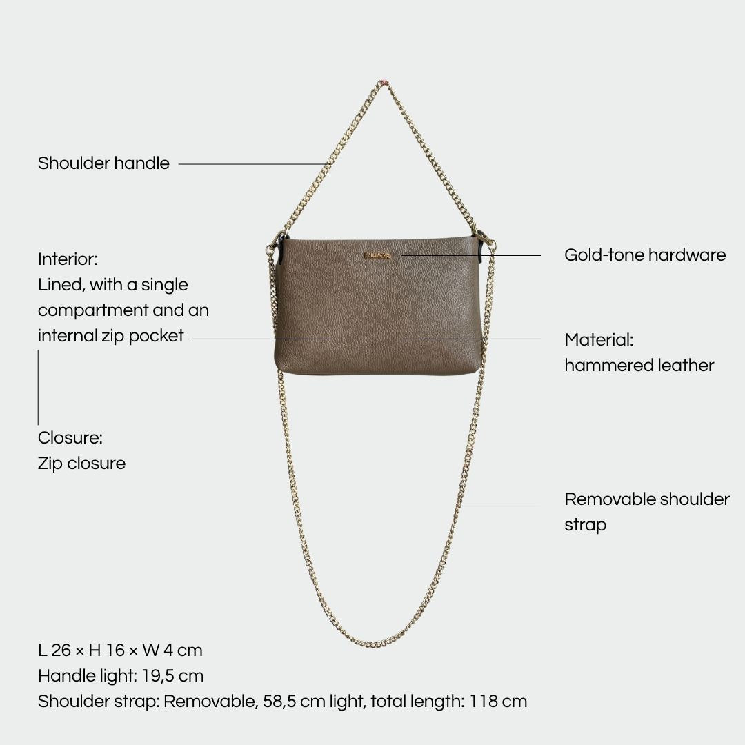 ANNIE genuine leather clutch - TAUPE