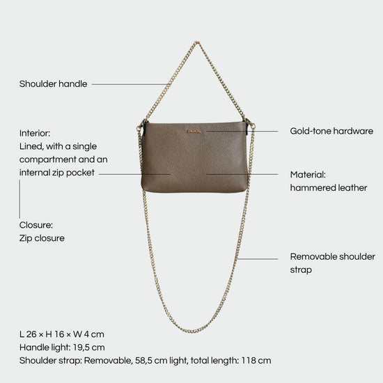 ANNIE genuine leather clutch - TAUPE