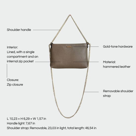ANNIE genuine leather clutch - TAUPE