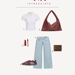 Borsa a spalla ANYA intrecciata - BURGUNDY