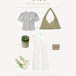 Borsa a spalla ANYA intrecciata - SAGE GREEN