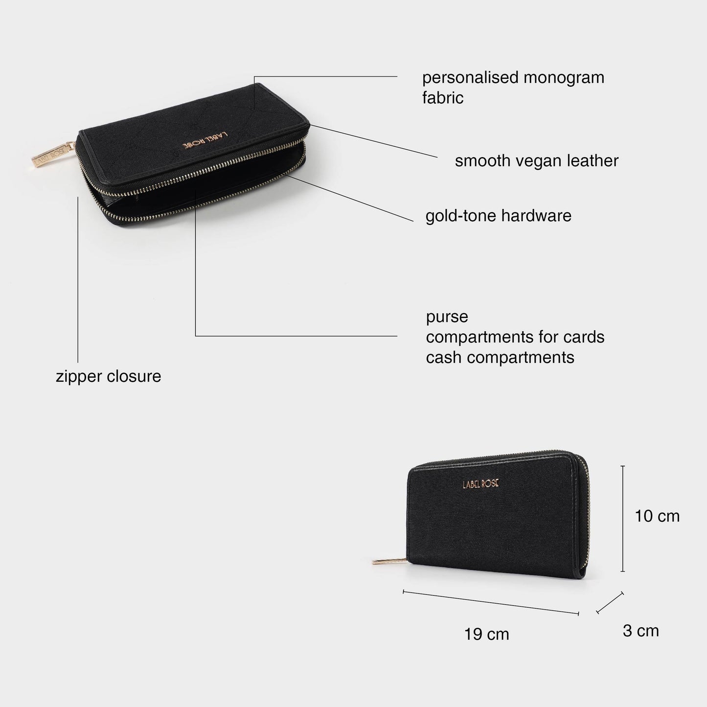 NEW MONOGRAM BIG WALLET - BLACK