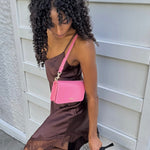 Bolso de hombro NICOLE - ROSA CARAMELO