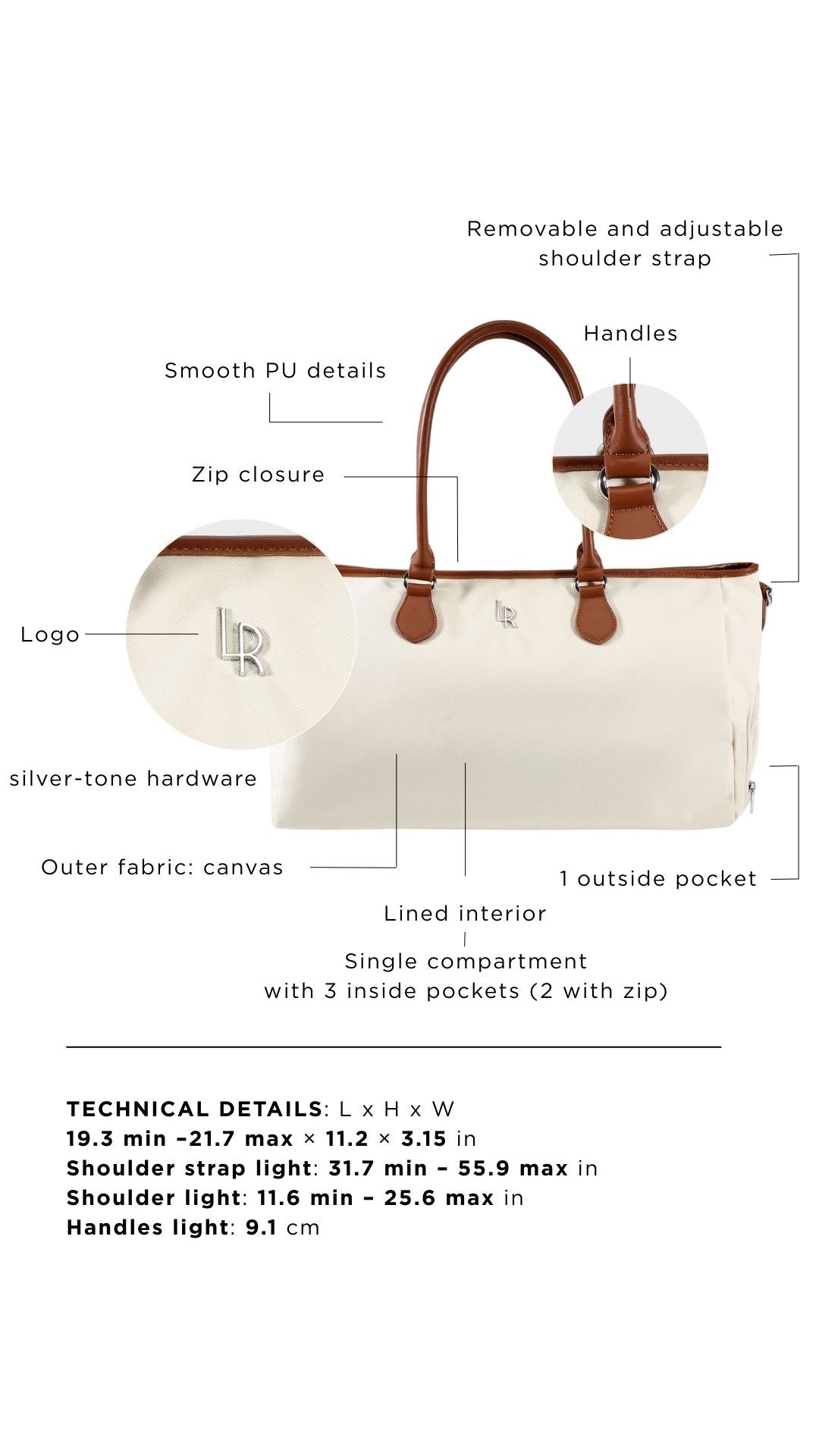 Borsone a spalla VOYAGER - GLACIER WHITE