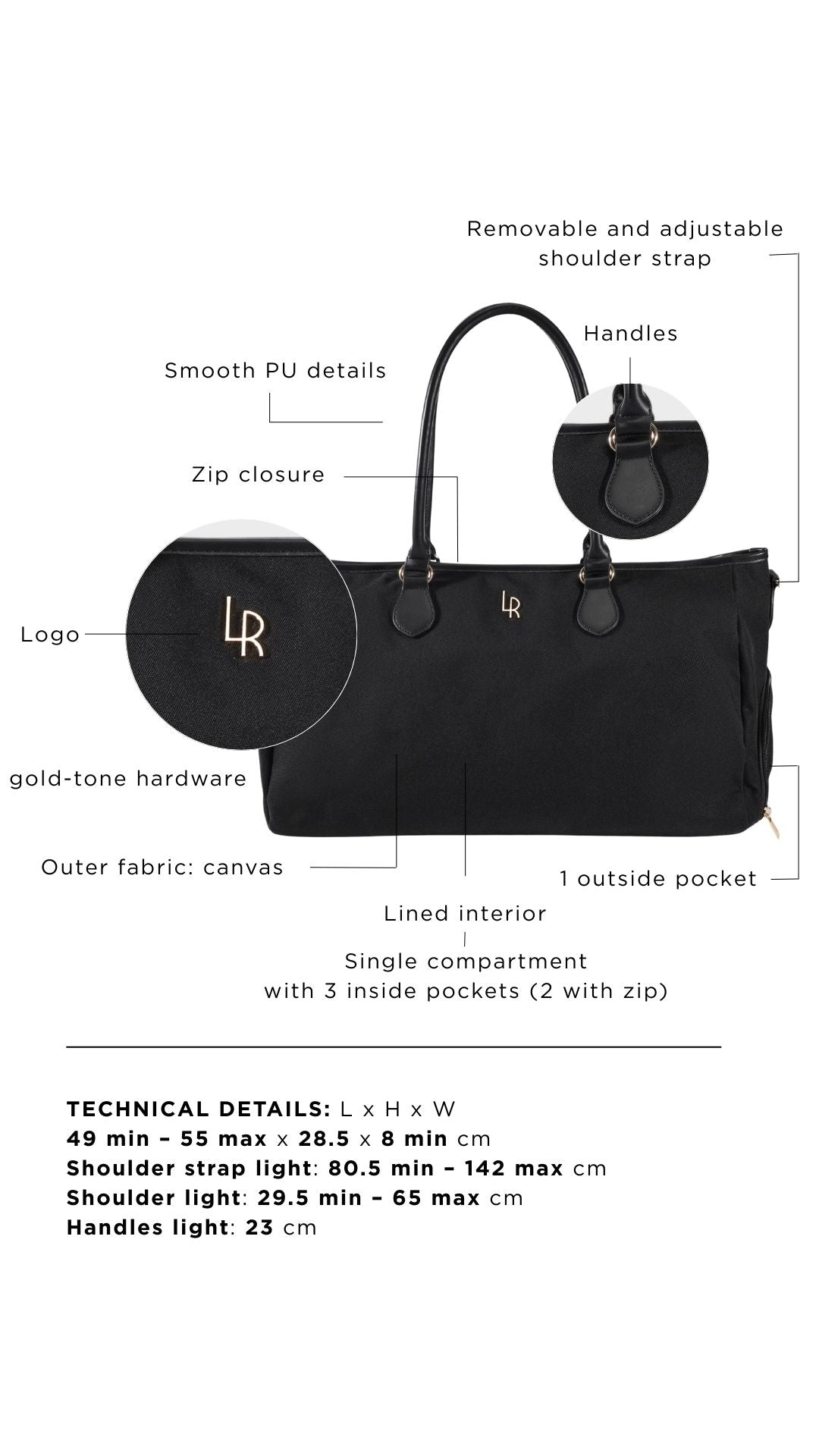 Borsone a spalla VOYAGER - BLACK