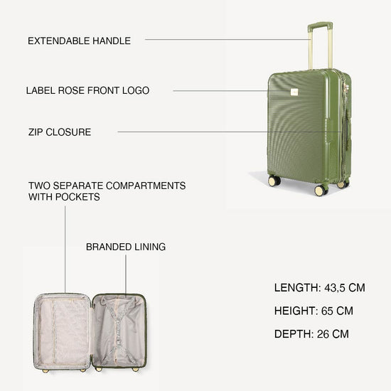 Shiny trolley suitcase four wheels - GREEN