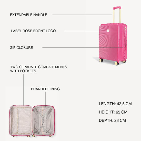 Shiny trolley suitcase four wheels - FUXIA