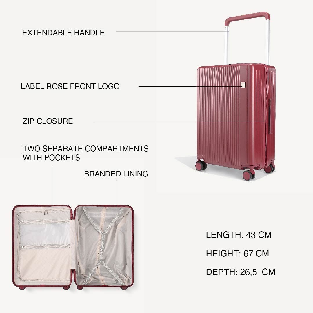 Valigia trolley opaco quattro ruote - BORDEAUX DIFETTATA