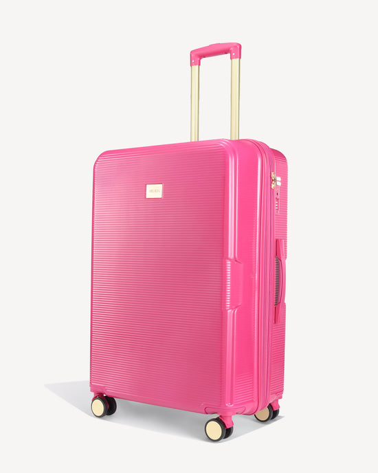 Shiny hold suitcase four wheels - FUXIA