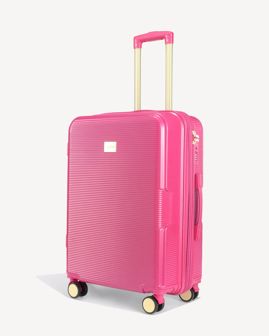 Shiny trolley suitcase four wheels - FUXIA