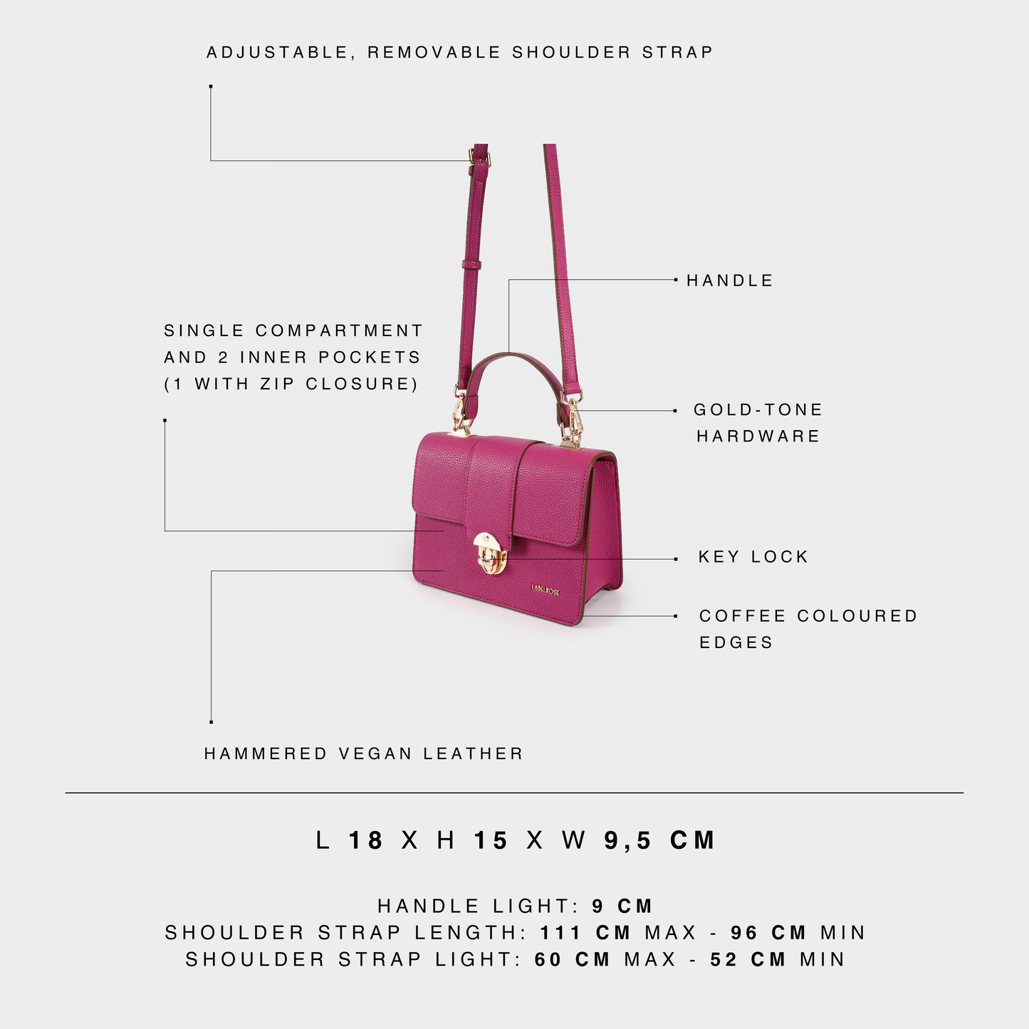 Handbag JACQUELINE - FUXIA