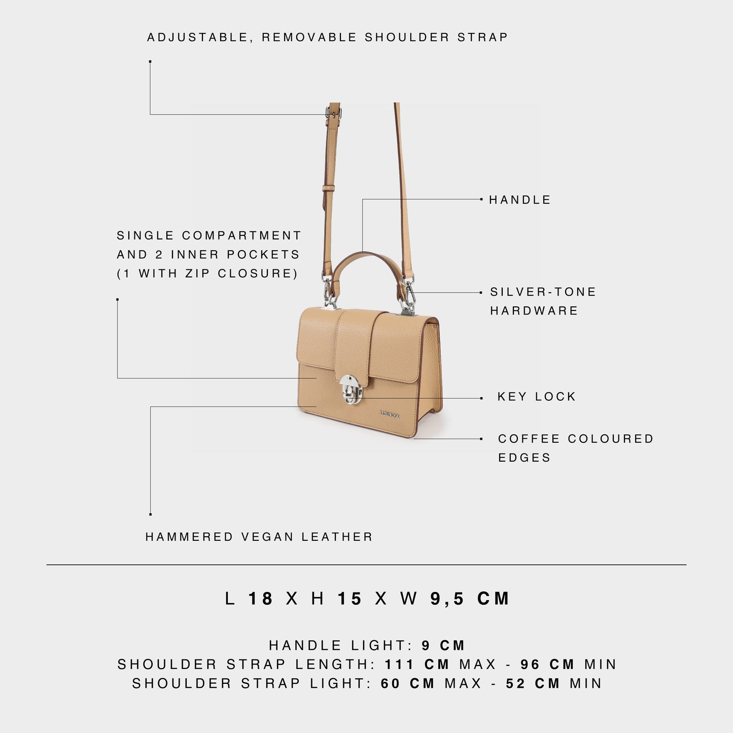 Handbag JACQUELINE - BEIGE