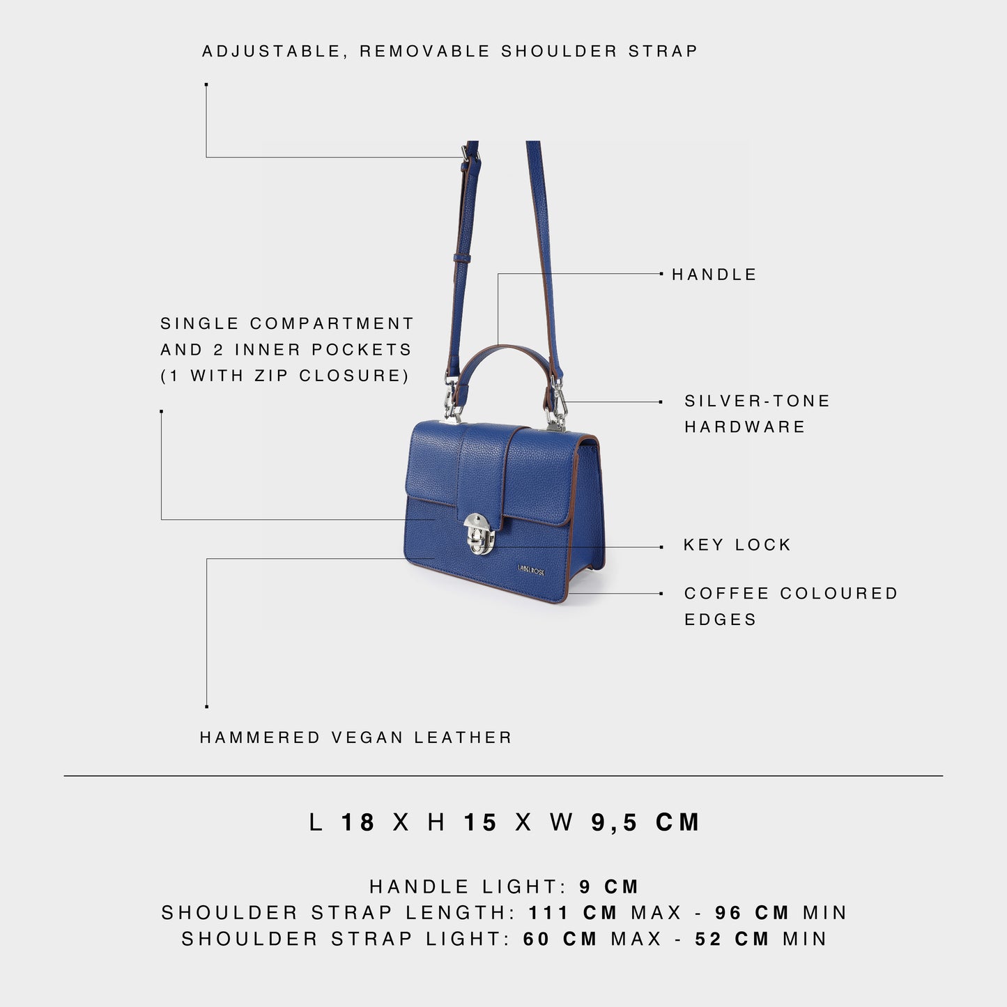 Borsa a mano JACQUELINE - BLU