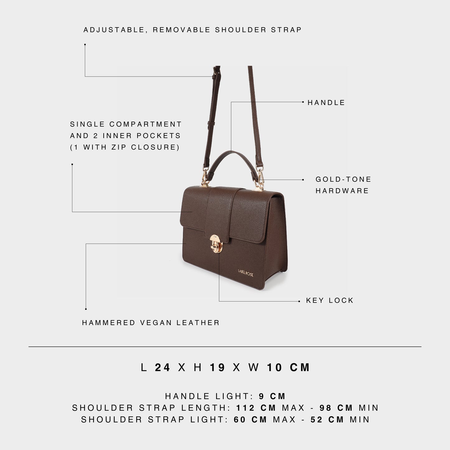 JACQUELINE BIG Handbag - BROWN